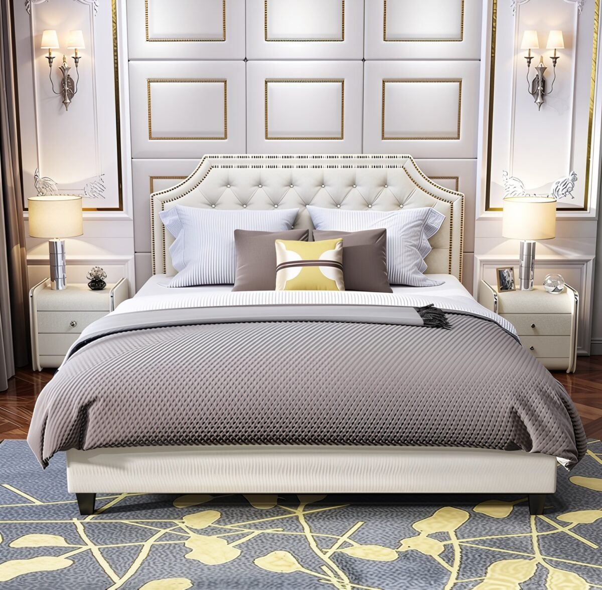 Lilydale Upholstered Luxury Leather King Size Bedframe - Image 3