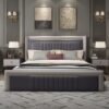 London Upholstered Luxury Leather King Size Bedframe - Image 2