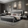 London Upholstered Luxury Leather King Size Bedframe - Image 6