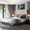 Maxine Upholstered Luxury Leather King Size Bedframe - Image 6