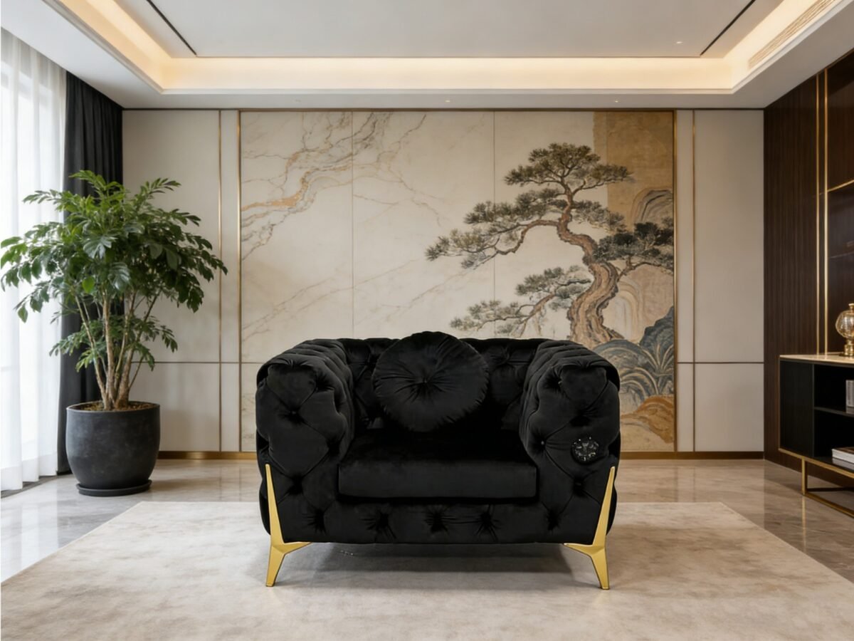 MOROCCO Living Suite Upholstered Velvet Sofa Set - Image 4