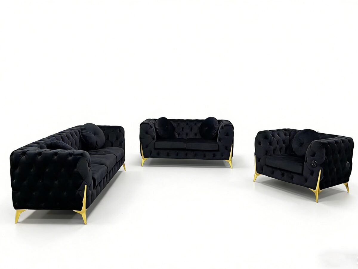 MOROCCO Living Suite Upholstered Velvet Sofa Set - Image 8