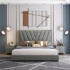 Prism Upholstered Luxury Leather King Size Bedframe - Image 7