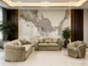 SAUDI Living Suite Upholstered Velvet Sofa Set - Taupe