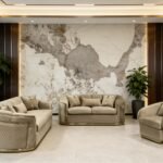 SAUDI Living Suite Upholstered Velvet Sofa Set - Taupe