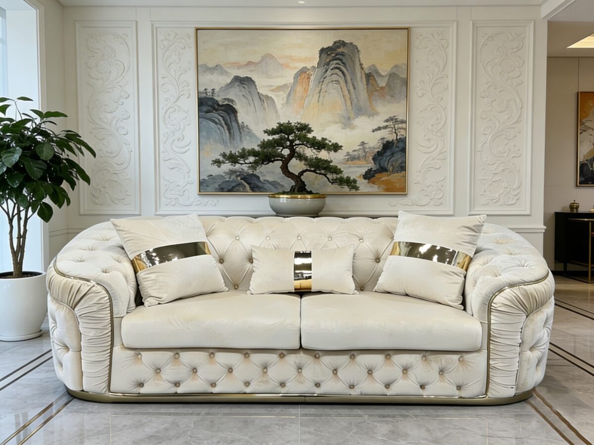 RIYADH Living Suite Upholstered Velvet Sofa Set - Image 2