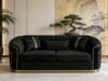 SAUDI Living Suite Upholstered Velvet Sofa Set - Black - Image 3
