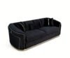 SAUDI Living Suite Upholstered Velvet Sofa Set - Black - Image 4