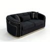 SAUDI Living Suite Upholstered Velvet Sofa Set - Black - Image 5