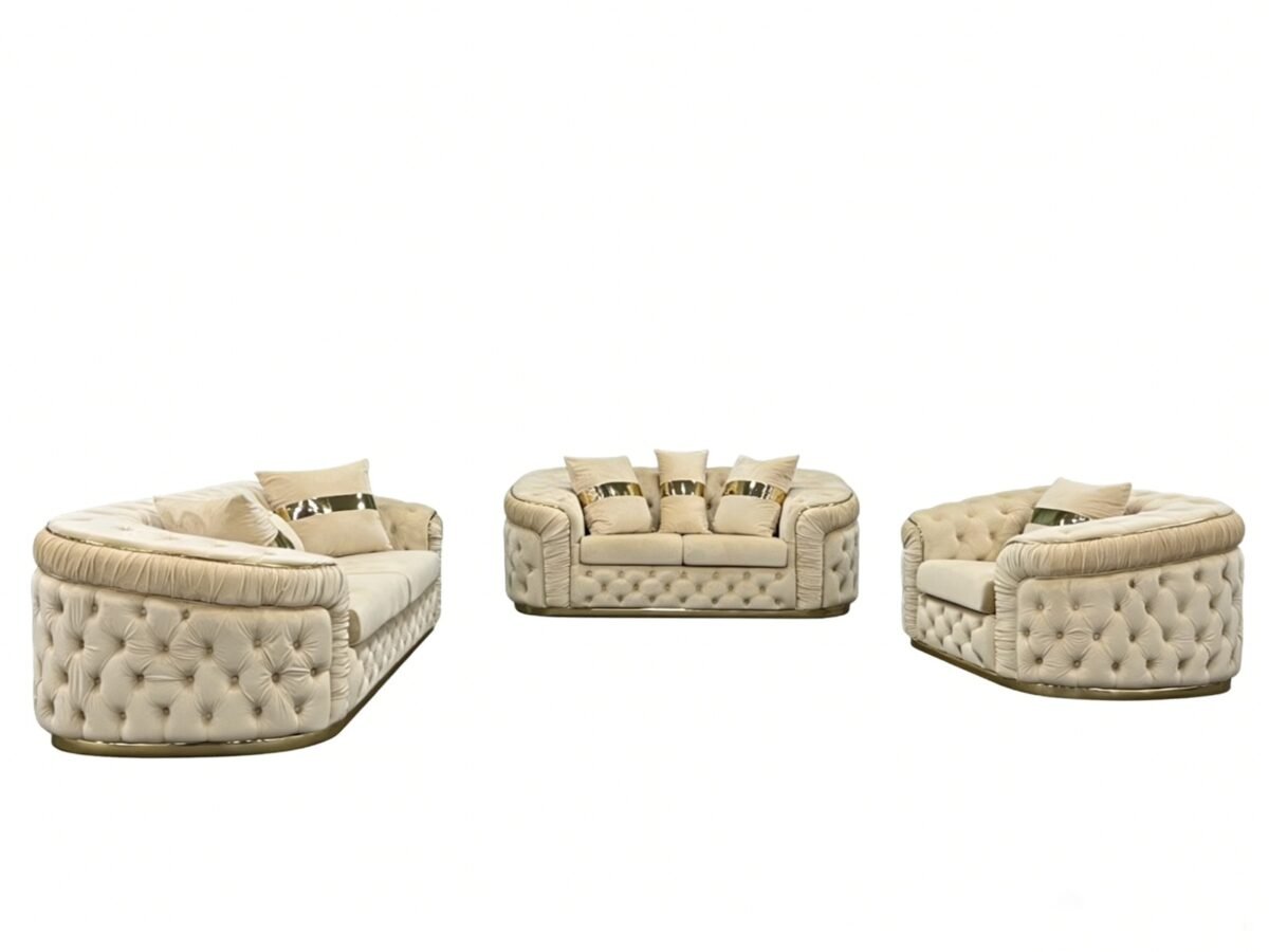 RIYADH Living Suite Upholstered Velvet Sofa Set - Image 8