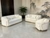 SAUDI Living Suite Upholstered Velvet Sofa Set - Cream