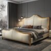 Slovakia Upholstered Leather King Size Bedframe - Image 5