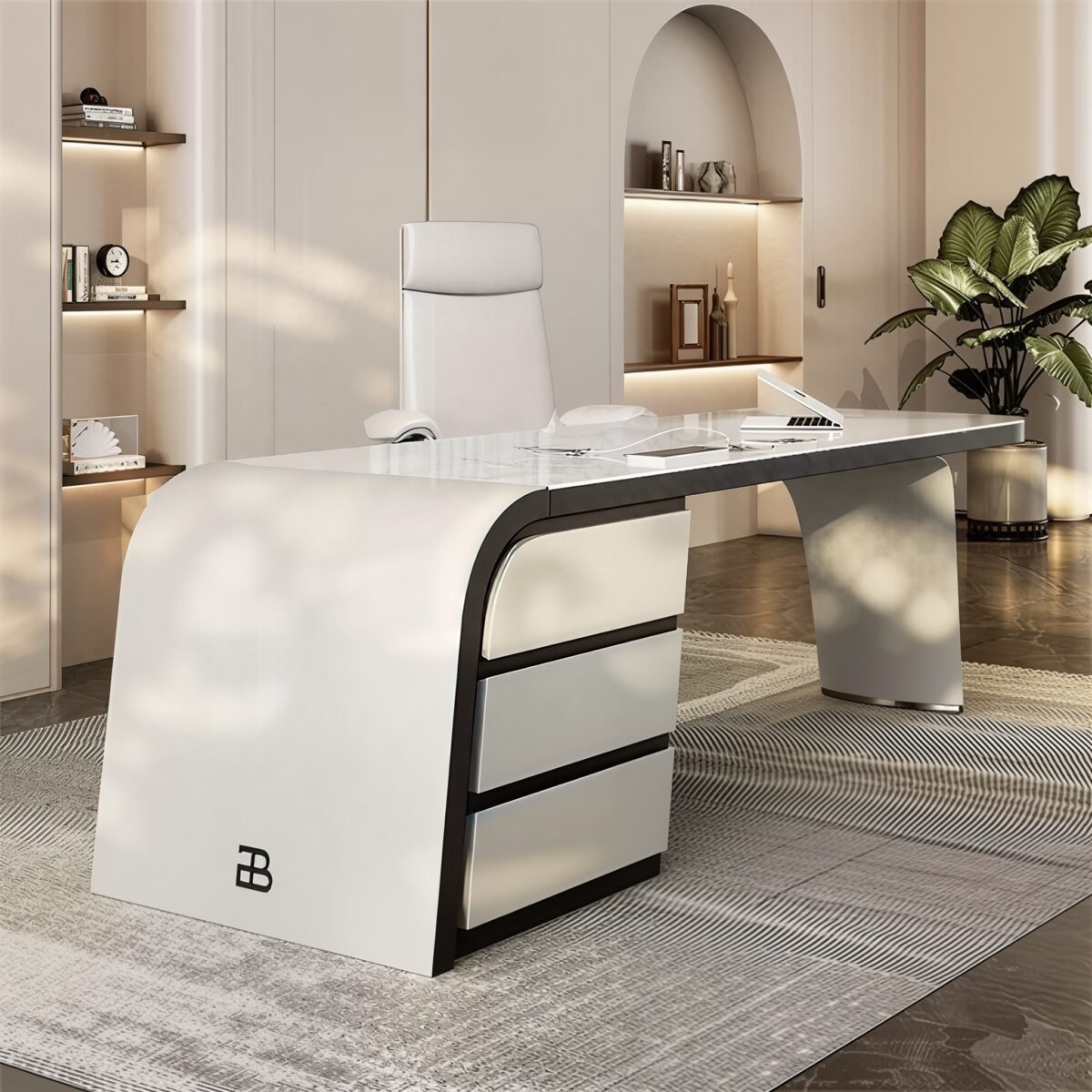 1.8M Stark Marble Office Desk - Image 4