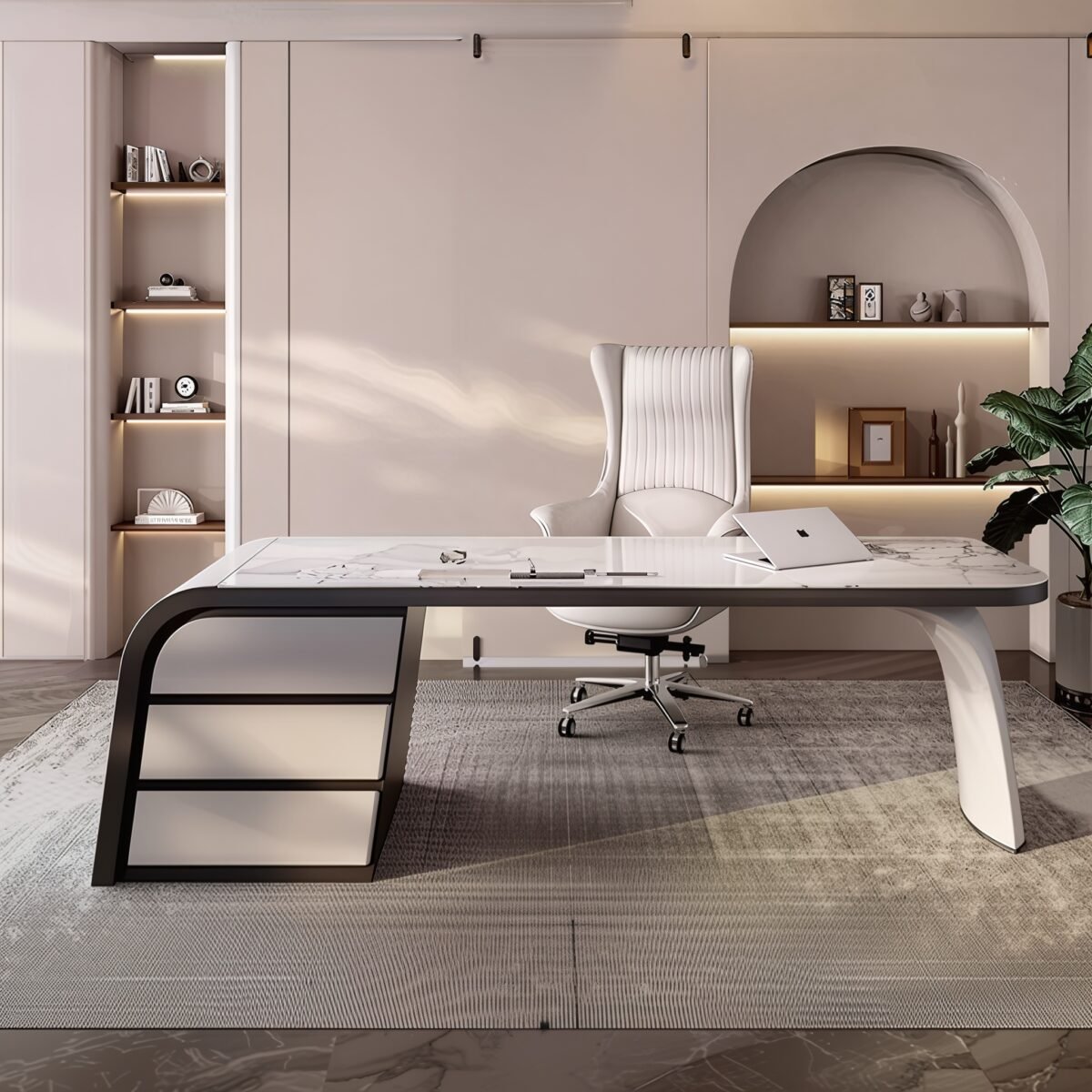 1.8M Stark Marble Office Desk - Image 5