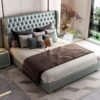 Venice Upholstered Luxury Leather King Size Bedframe - Image 3