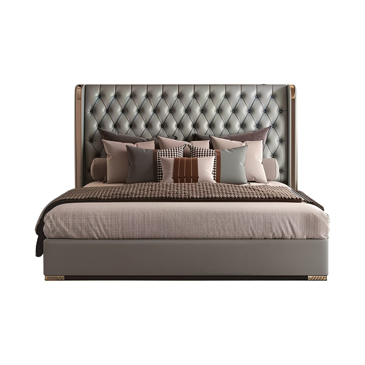 Venice Upholstered Luxury Leather King Size Bedframe - Image 5